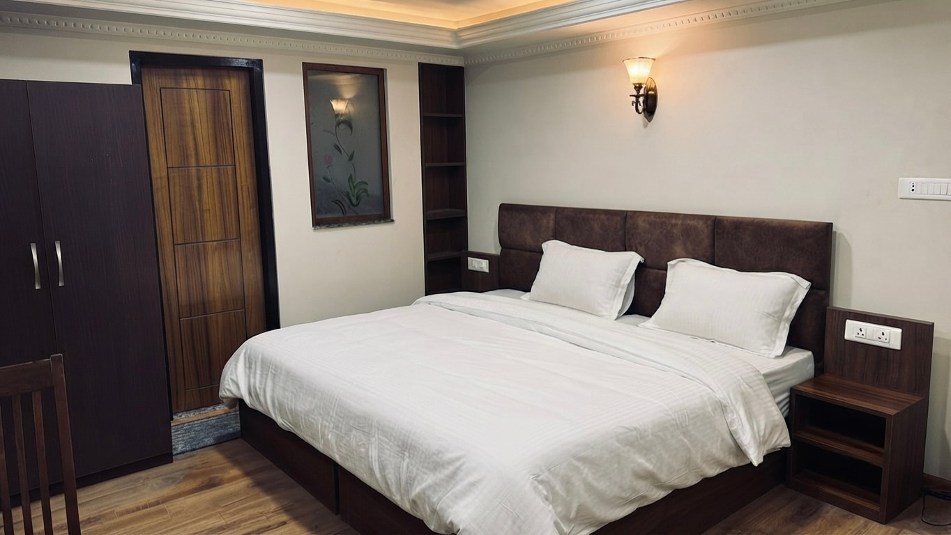 Double bed in a private room